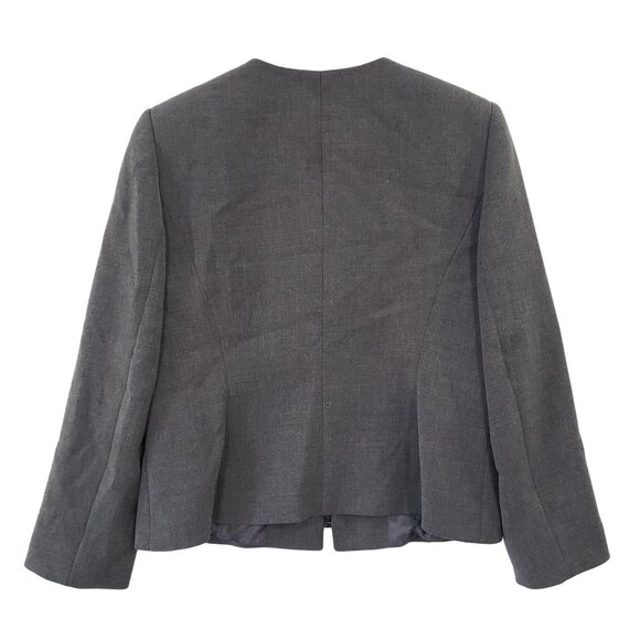 Tahari Gray Petite Womens Zipper Jacket Blazer 12 Office Minimalist Professional - Picture 3 of 6